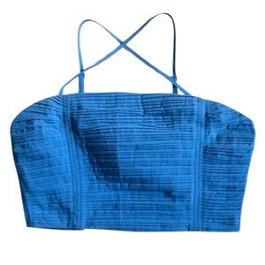 Madewell Blue Pleated Wendy Crop Top NWT